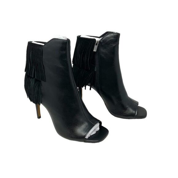 Vince Camuto Amenala Black Fringe Open Toe Stiletto Heel Bootie Sz 7.5 NWT $179 - Picture 3 of 7